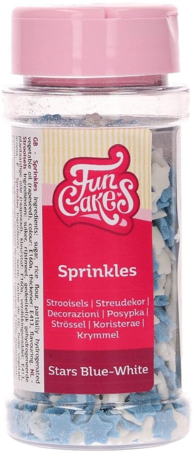 FunCakes Suikerdecoraties - Sterretjes - Blauw/Wit - 55g - Eetbare Taartdecoratie