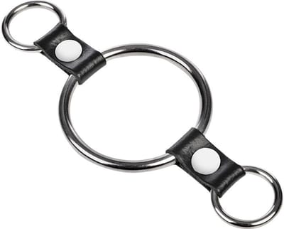 Rimba - Penisring met bevestigingsringen - Zilver & Zwart