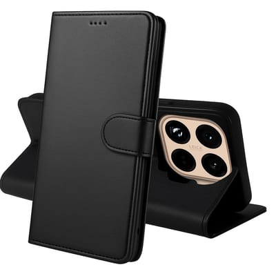Hoesje Portemonnee voor Xiaomi 15T Pro Zwarte portemonnee met magnetische klep en kaartopslag