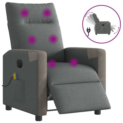 vidaXL - Massagestoel - elektrisch - verstelbaar - stof - donkergrijs