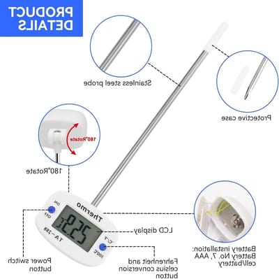 Digitale Vleesthermometer met 5.5 Inch Lange Sonde, Hoge Nauwkeurigheid voor BBQ en Koken, Multifunctionele Voedselthermometer voor Perfecte Resultaten