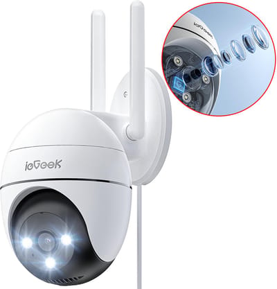 ieGeek ZS-GQ2 Beveiligingscamera Buiten – 2K HD 3MP - Buiten Camera Met Nachtzicht – Buitencamera - Bewakingscamera voor Buiten- Met WiFi en APP - 4x Digitale zoom - Wit