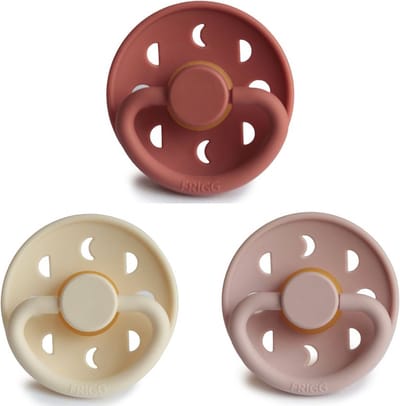 FRIGG Fopspeen Moon Bundel 3 Stuks | T2 6-18 Maanden | Blush, Cream, Powder Blush | Natuurrubber