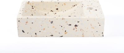 Saniclass Dia Fontein - 40x22x10cm - rechthoek - kraangat rechts - terrazzo