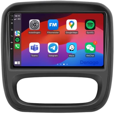 CarPlay autoradio geschikt voor Renault Trafic | 2015 t/m 2021 | Android 13 | Draadloos Apple CarPlay & Android Auto | 2GB + 32GB | QuadCore processor | Denago DNG-A41R | 2025 model | 2015 2016 2017 2018 2019 2020 2021 | Bluetooth & Wifi
