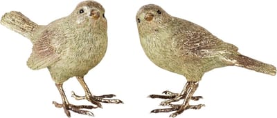 Dekoratief | Vogeltje 'Patrick', groen, resina, 12x7x10cm, set van 2 stuks | A245200
