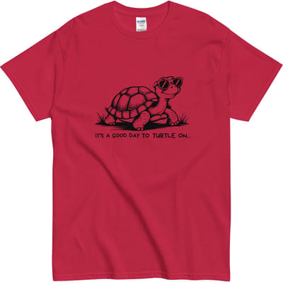 Tshirt met Schildpad en Tekst - Relaxed Mood - It's a Good Day - Vrouwen en Mannen - Rood - M