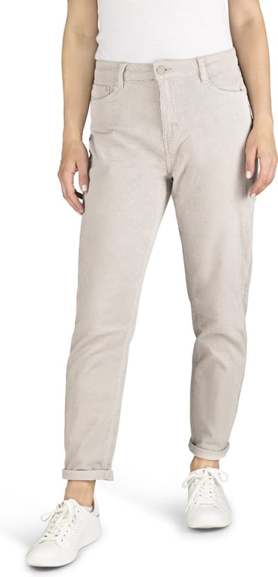 DENIMFY Dames Cord DFLisa regular/straight Beige M Volwassenen Broek Pantalon
