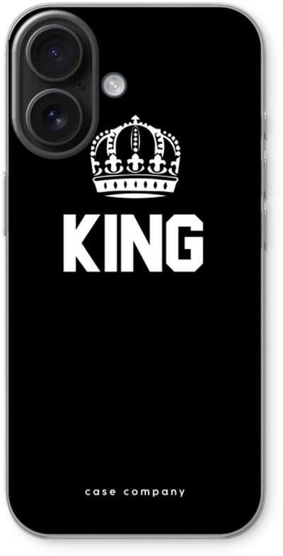 Case Company® - Hoesje geschikt voor iPhone 16 hoesje - King zwart - Soft Cover Telefoonhoesje - Bescherming aan alle Kanten en Schermrand