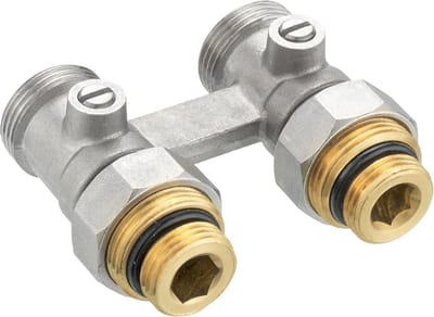 Hoekkraanblok voor Ventielradiator Zelfdichtend & Afsluitbaar 1/2" x 3/4" AG