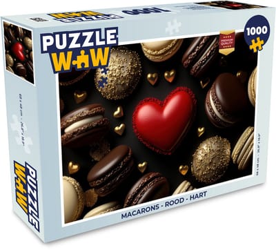 Puzzel Macarons - Rood - Hart - Legpuzzel - Puzzel 1000 stukjes volwassenen