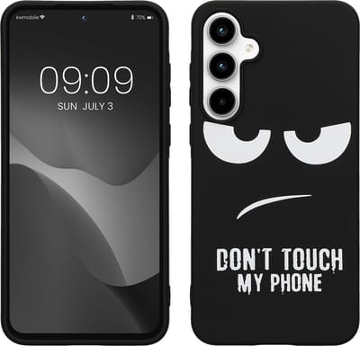 kwmobile telefoonhoesje geschikt voor Samsung Galaxy A55 5G - Hoesje voor smartphone in wit / zwart - Backcover van TPU - Don't Touch My Phone design
