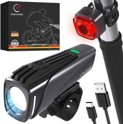 Oplaadbare Led-fietsverlichtingset voor Voor- en Achterlichten - StVZO-goedgekeurd, USB-C en Langdurig