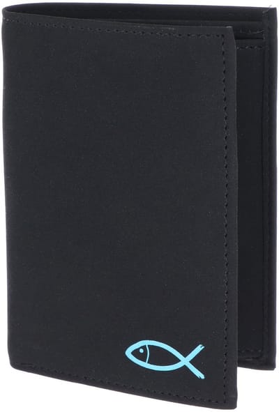 oxmox portemonnee New Cryptan RFID Protect Kombibörse Freedom Fish Print Cyan Black zwart