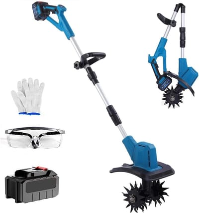 Draadloze Tuinfrees - Bodemwoeler Grondwoeler - Tuinonderhoud Gazon - Opvouwbaar Verstelbaar - 30 cm Breed - Zwart