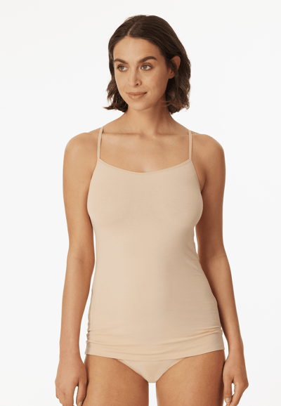 Schiesser 2 PACK Spaghettitop hemdjes 95/5 - Dames Onderhemd - zand beige