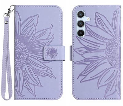 Coverup Hoesje - Geschikt voor Samsung Galaxy A17 Hoesje - Coverup Zonnebloem Book Case met Koord - Lavendel