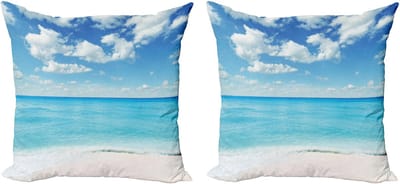 ABAKUHAUS Tropische kussenhoes – 2-pack 60x60 cm – Sky Blue Aqua