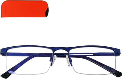Blauwlichtfilter bril - Computerbril leesbril - Schermgebruik beschermen - Metalen halfrand - 17.5 x 7 x 4 cm - Blauw