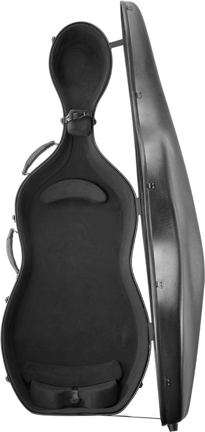 Cellokoffer - 4/4 Hardcase - Composiet Koolstofvezel (Carbon) - Zachte Voering - Twee Schouderbanden - Krasbestendig - Cellovorm - Zwart