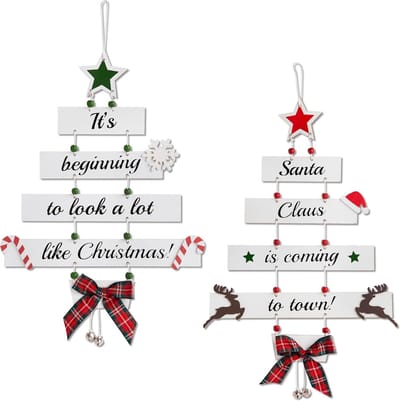 Kerstversiering - Kleurrijke letterhangers - Premium Wooden - Decorations - Large Hanging Indoor - Ceiling - Window - Room Decorations - voor ramen - open haarden - kerstversiering - wanddecoratie - 30x17 cm