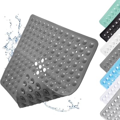 Antislip Douchemat met Zuignappen - Vierkante Badmat 53 x 53 cm in Grijs