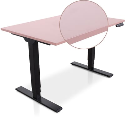 Lineaflex MRC COMFORT Zit-Sta Bureau – Elektrisch Verstelbaar – 120x80 cm – Blad Dusty Rose – Zwart Frame – ARBO Norm NEN-EN 527 – Met memorybediening – 100 KG Draagvermogen – 130 cm Hoog
