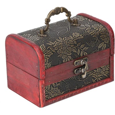 Vintage Vierkante Sieradendoos Handgemaakte Houten Decoratieve Displaydoos black