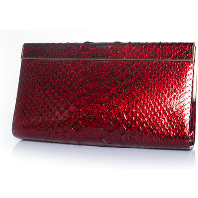 Jimmy Choo python leren clutch in metallic rood