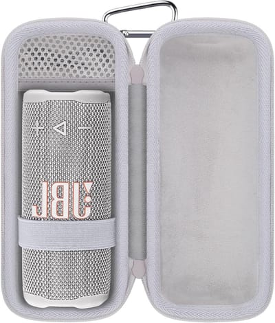 Harde Beschermcase voor Bluetooth Speaker, Reis- en Transporttas met Karabijnhaak, Compact en Lichtgewicht Ontwerp (Wit)