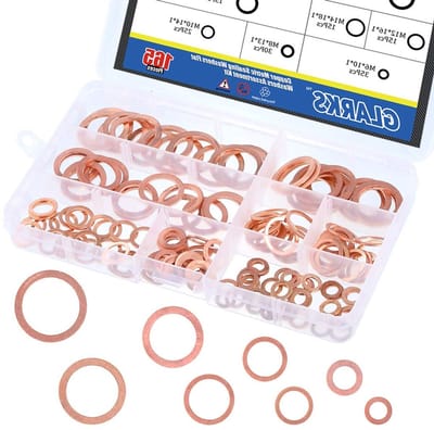 165 Stuks Metalen Platte Ring Koperafdichtingen - Assortiment met 8 Maten voor M6, M8, M10, M12, M14, M16, M18, M20