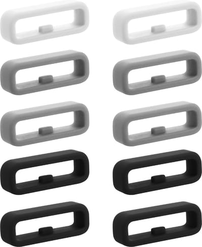 kwmobile 10x Horloge band lusje geschikt voor 18mm Smartwatch Strap (Universal) lus bandje voor Fitness tracker en smartwatch van silicone - grijs / zwart / wit