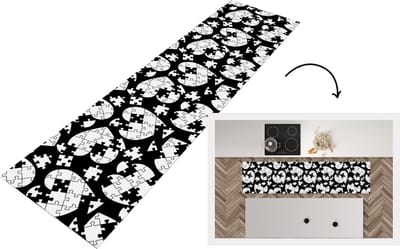 Keukenloper - Loper keuken - Meiden - Puzzel - Hart - Patronen - 200x50 cm - Keukenloper vinyl