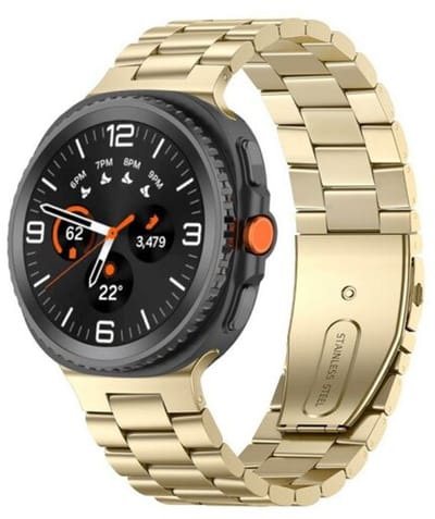 By Qubix - smartwatch bandje - Compatible Samsung bandje - Stalen schakelband - Goud - Geschikt voor Samsung Galaxy Watch 9 (40/44mm) - Watch 8 (40/44mm) - Watch 8 Classic (46mm)