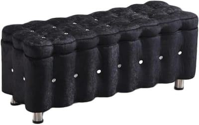 Opbergbank Poef - Zetel Opberger - Ruimte Besparen - Comfortabel Zitten - 40x40x40cm - Zwart