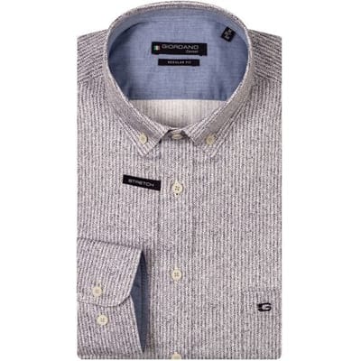 Giordano Overhemd Ivy Satin Stretch Linnen Look Herringbone Navy / male
