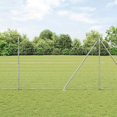 Omheiningspaal Set - Hekwerk Palen - Tuin Afscheiden - Gegalvaniseerd Staal - 250 cm - Zilver