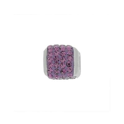 Blinx Jewels Zilveren Hanger Paarse Kubus Steentjes Strass