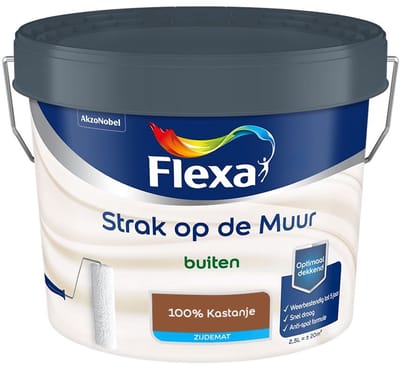 Flexa - Strak Op De Muur Buiten Zijdemat - 100% Kastanje - Mengverf - 2,5 L