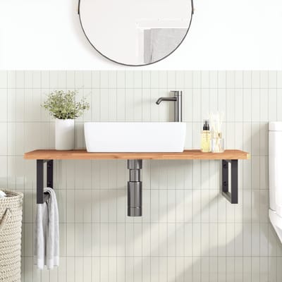 vidaXL - Badkamer - wandschap - staal - en - massief - beukenhout
