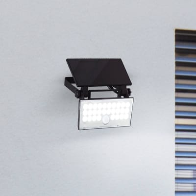 Brilliant Luton - Buiten wandlamp - LED 6W - Solar - 1000 lm - 4100K - Draaibaar - Sensor - IP65 - Zwart