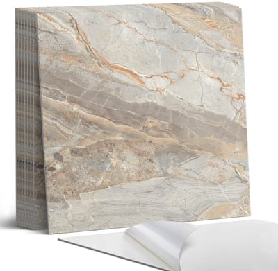 Coloray Plaktegels - Geaderd marmerpatroon Portugese Tegels - 30 cm x 30 cm - Grijs Plaktegels - 9 stuks - Vierkant PVC Tegels - Plaktegels Keuken - Zelfklevende Vloertegels - Vinyltegels Vloer Zelfklevend - Zelfklevende Tegels