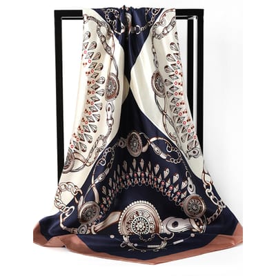 90*90cm Luxe Vierkante Zijden Sjaals Dames Hijab Sjaals Mode Print Zakdoek Vrouw Hoofddoek Foulard Bandana Strand Pareo 90x90cm gray