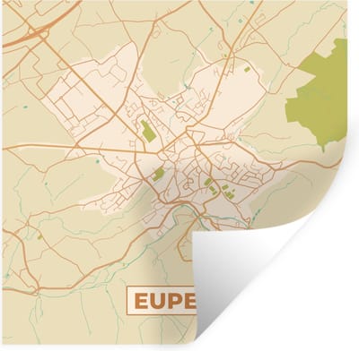 Muurstickers - Sticker Folie - Stadskaart - Plattegrond - Vintage - Eupen - Kaart - België - 100x100 cm - Plakfolie - Muurstickers Kinderkamer - Zelfklevend Behang XXL - Zelfklevend behangpapier - Stickerfolie