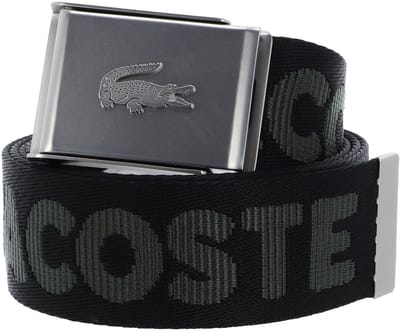 LACOSTE Riem Jacquard Webbing Belt W100 Noir Escadron Zwart
