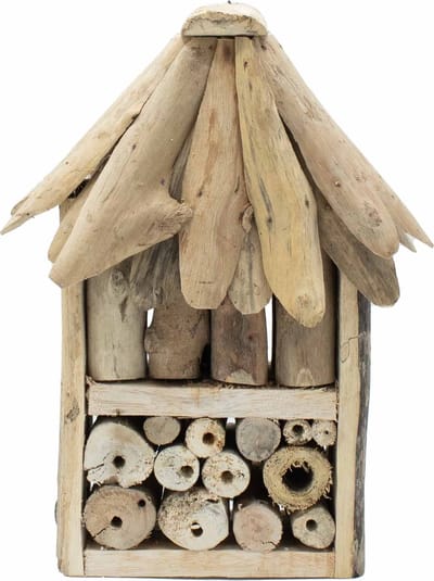Bijen & Insecten Hotel Van Drijfhout - Dubbel - Handgemaakt In Indonesië - 30x21x11cm