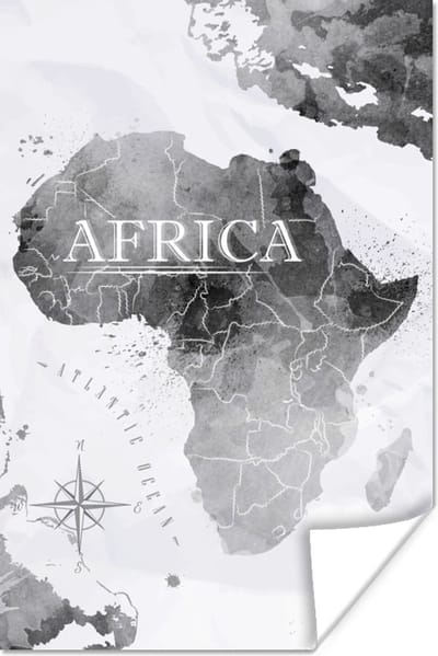 Poster 20x30 cm - Wereldkaart - Afrika - Verf - Posters - Kamer decoratie - Wanddecoratie woonkamer - Muurdecoratie slaapkamer