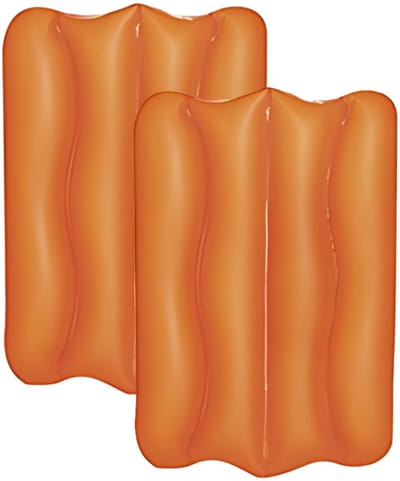Bestway Opblaasbaar reiskussen - 2x - oranje - 38 x 24 cm - camping/vakantie/vliegtuig reis kussens