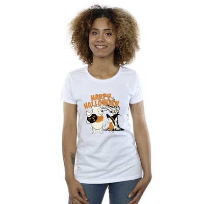 Disney Dames/Dames Winnie The Pooh en Knorretje Vrolijk Halloween T-shirt van katoen (Wit)