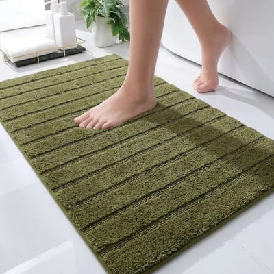 Casilin Antislip Badmat 60x100 cm - Mosgroen - Waterabsorberende Badkamermat - Wasbaar & Sneldrogend - 100% Katoen - California